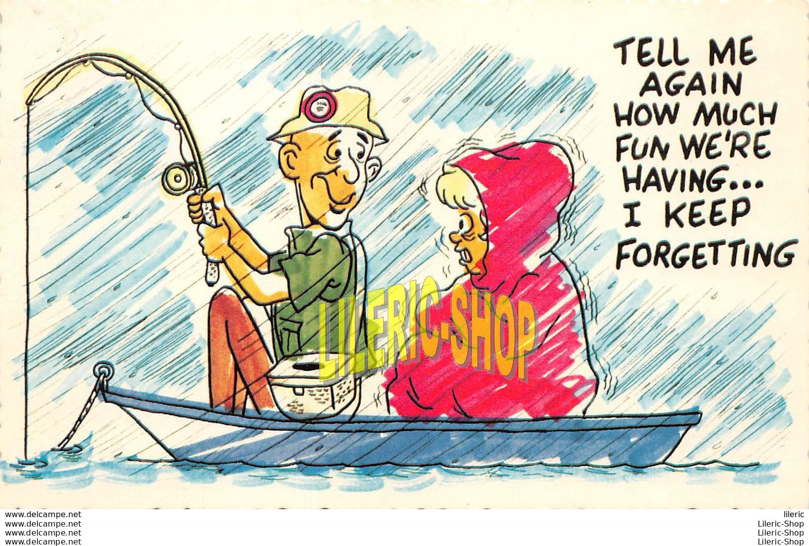 Vintage 1960s Comic Postcard Tell Me Again How Much Fun Were Having, Woman, Fishing - Humour