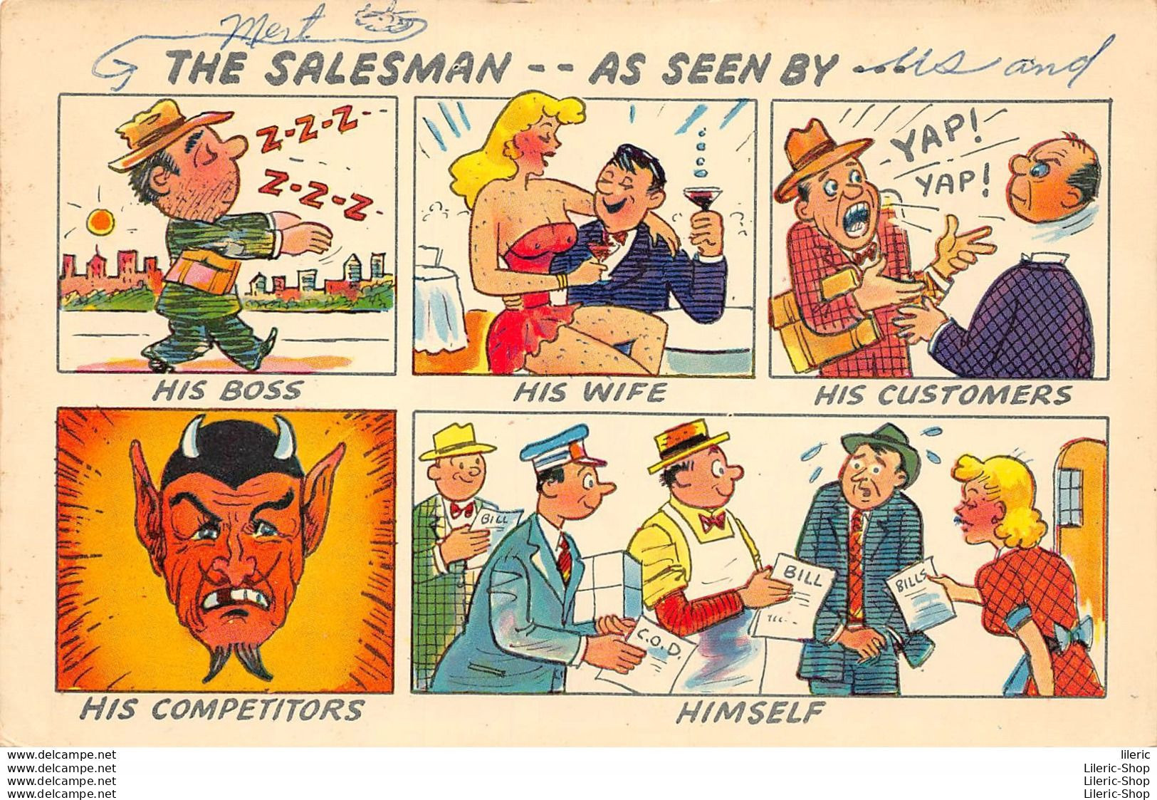 Vintage1950s Comic Postcard THE SALESMAN - - AS BEEN BY - Humour