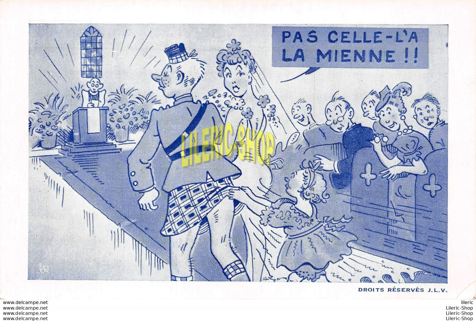 Vintage1950s Comic Postcard "PAS CELLE-LA, LA MIENNE" Wedding Ceremony  Scottish Kilt - Humour