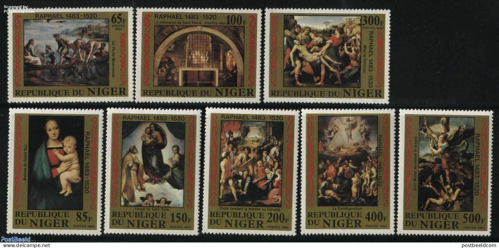 Niger 1983 Raffael 500th Birthday 8v, Mint NH, Art - Paintings - Raphael - Niger (1960-...)