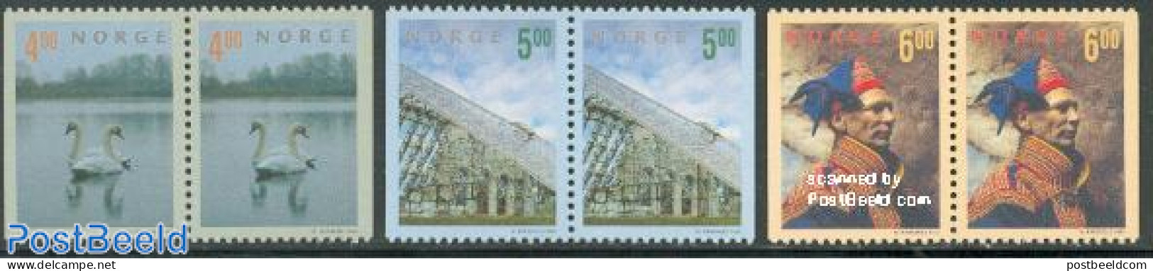 Norway 1999 Tourism 3x2v [:], Mint NH, Nature - Religion - Various - Birds - Ducks - Churches, Temples, Mosques, Synag.. - Neufs
