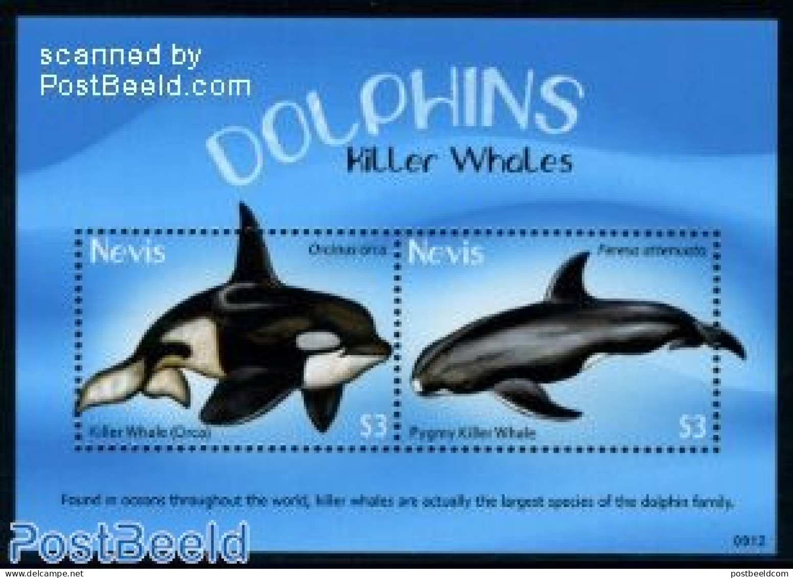Nevis 2009 Dolphins 2v M/s, Mint NH, Nature - Sea Mammals - St.Kitts Und Nevis ( 1983-...)
