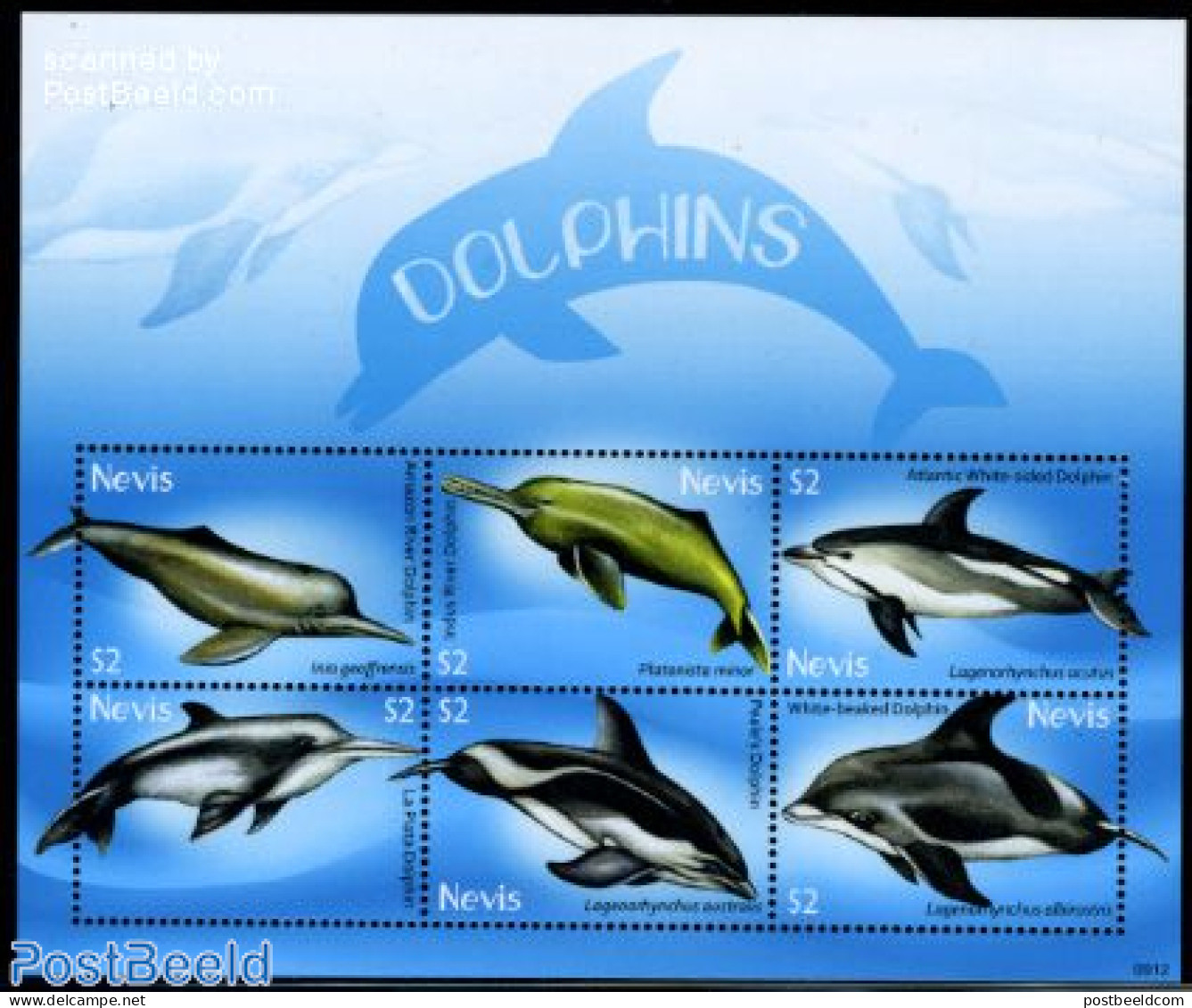 Nevis 2009 Dolphins 6v M/s, Mint NH, Nature - Sea Mammals - St.Kitts And Nevis ( 1983-...)