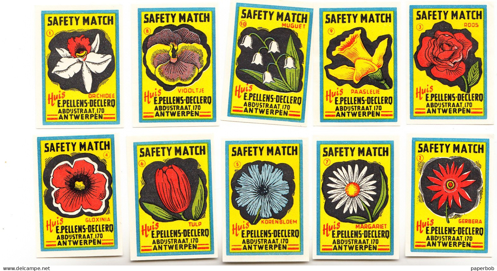 MATCHBOX LABELS-FLOWERS,ANTWERPEN,BELGIUM - Boites D'allumettes - Etiquettes