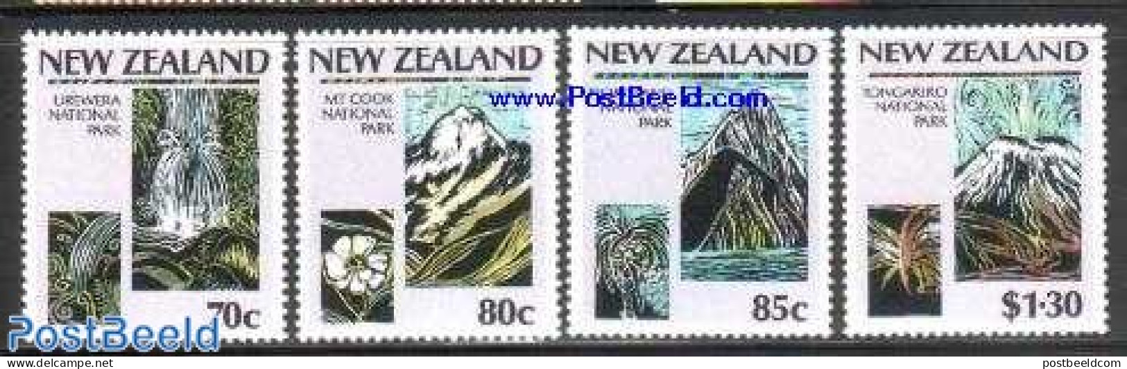 New Zealand 1987 National Parks 4v, Mint NH, History - Nature - Geology - Flowers & Plants - National Parks - Neufs