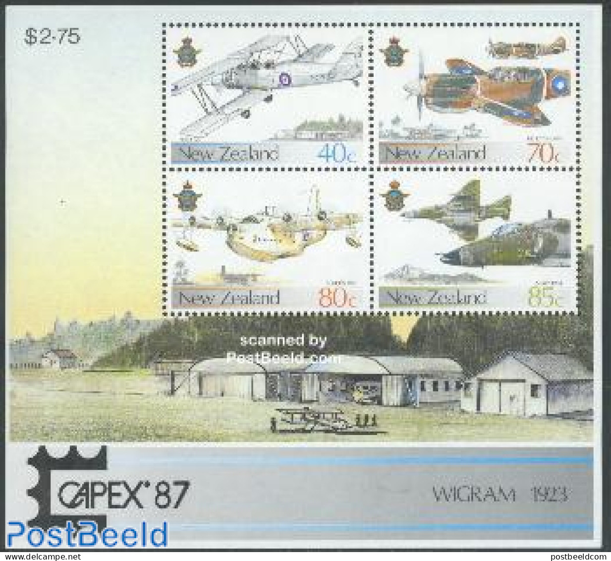 New Zealand 1987 Capex 87, Airforce S/s, Mint NH, Transport - Philately - Aircraft & Aviation - Neufs
