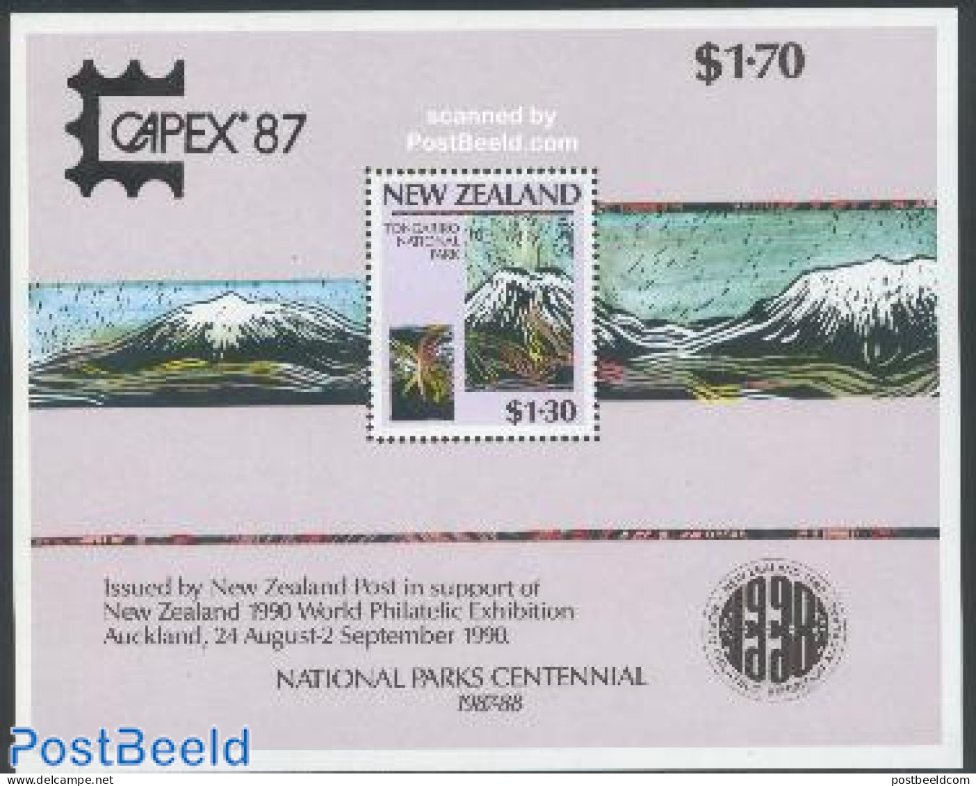 New Zealand 1987 Capex, National Park S/s, Mint NH, History - Geology - Philately - Ungebraucht