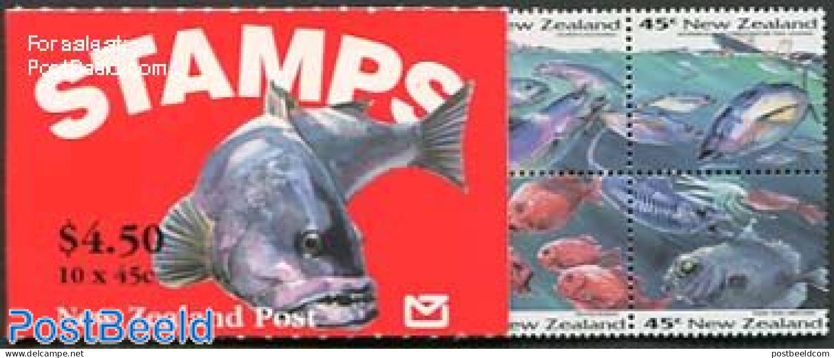 New Zealand 1993 Marine Life 10v In Booklet, Mint NH, Nature - Fish - Stamp Booklets - Ongebruikt