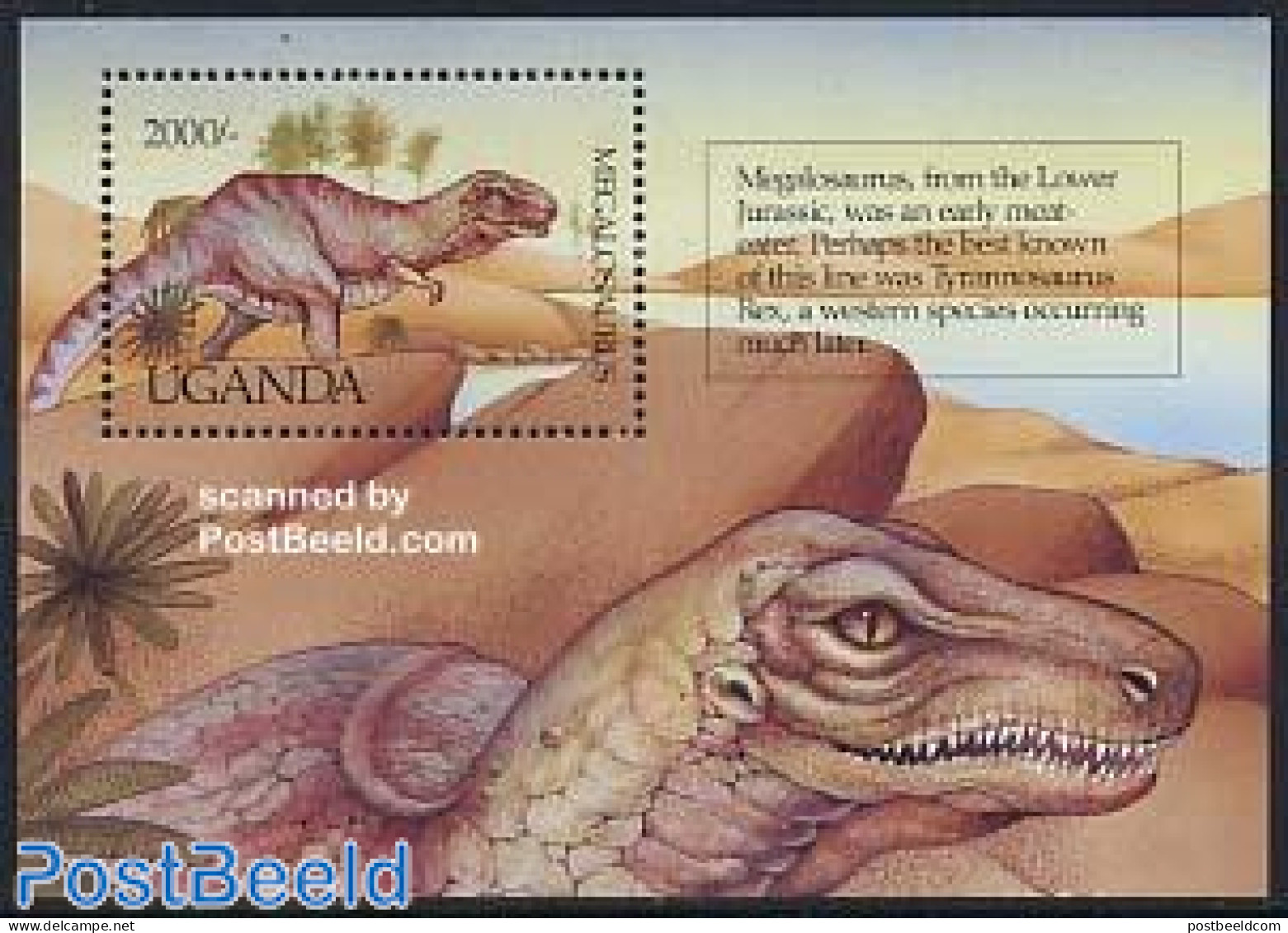 Uganda 1992 Megalosaurus S/s, Mint NH, Nature - Prehistoric Animals - Préhistoriques