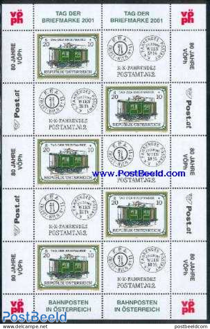 Austria 2001 Stamp Day M/s, Mint NH, Transport - Stamp Day - Railways - Ungebraucht