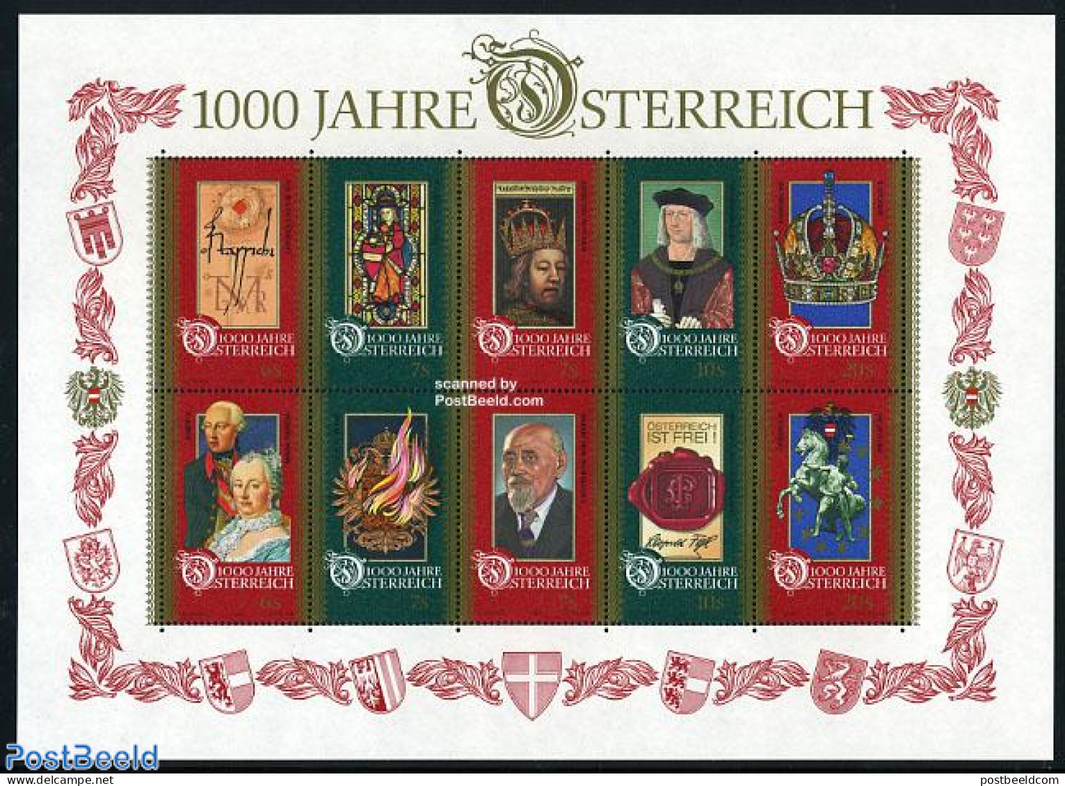 Austria 1996 Austria Millennium 10v M/s, Mint NH, History - Nature - History - Kings & Queens (Royalty) - Horses - Art.. - Unused Stamps