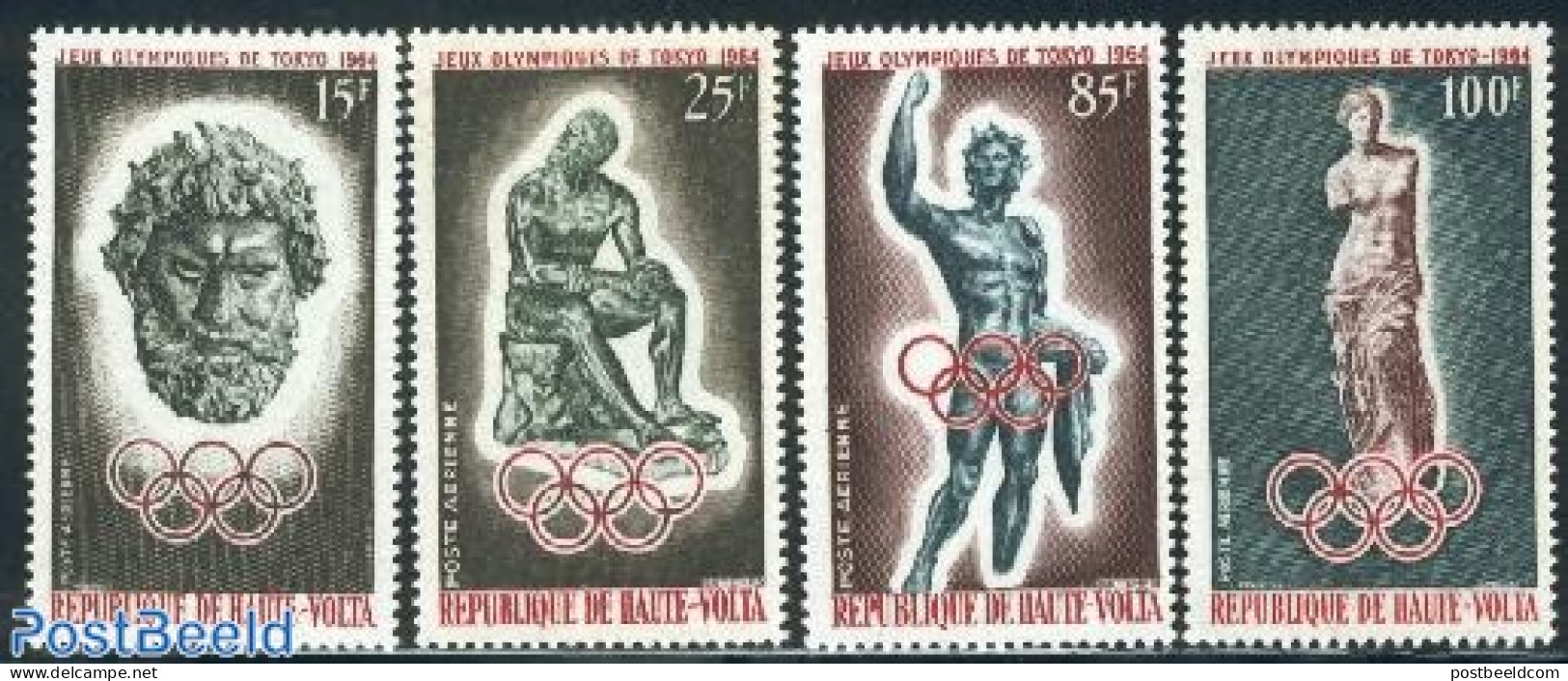 Upper Volta 1964 Olympic Games Tokyo 4v, Mint NH, History - Religion - Sport - Archaeology - Greek & Roman Gods - Olym.. - Archéologie