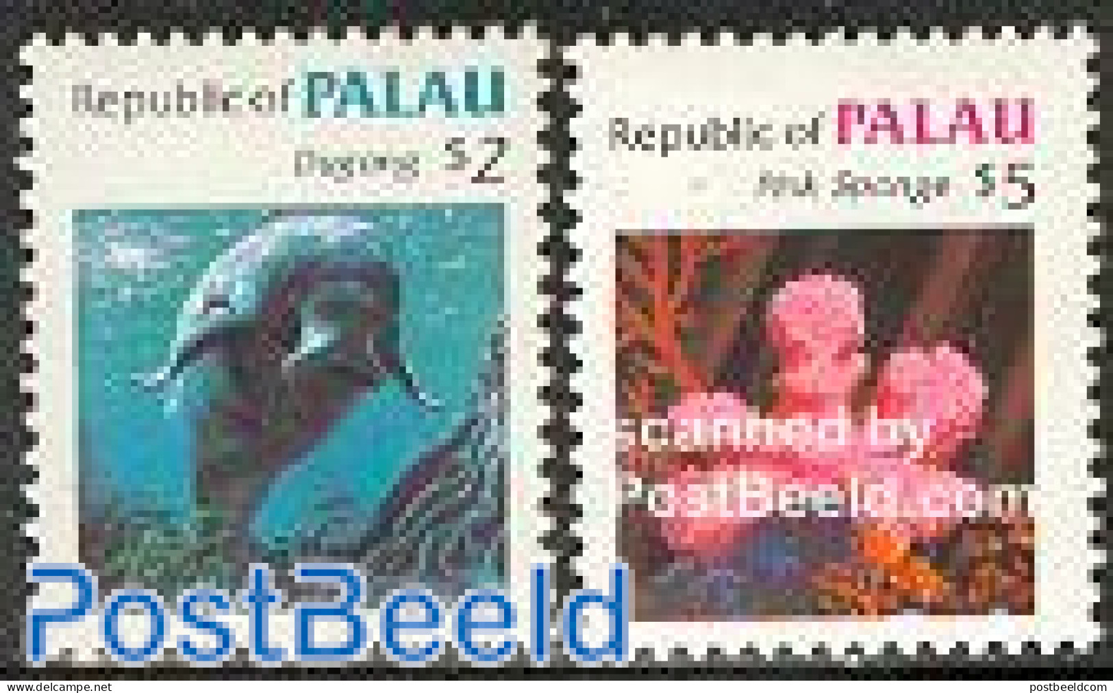 Palau 1984 Definitives 2v, Mint NH, Nature - Sea Mammals - Shells & Crustaceans - Marine Life