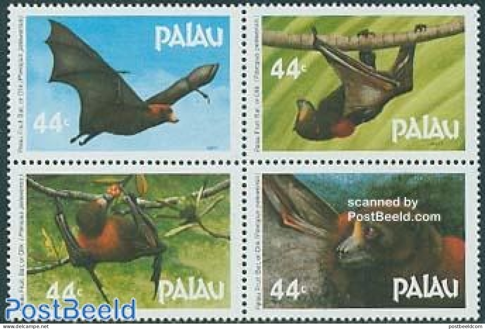 Palau 1987 Flying Dog 4v [+], Mint NH, Nature - Animals (others & Mixed) - Bats - Andere & Zonder Classificatie