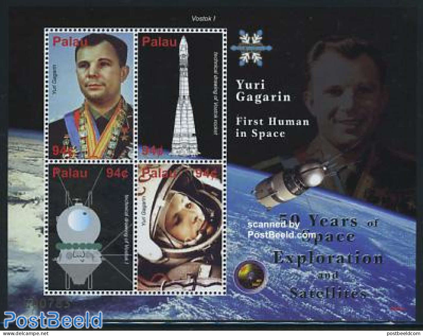 Palau 2008 Yuri Gagarin 4v M/s, Mint NH, Transport - Space Exploration - Andere & Zonder Classificatie