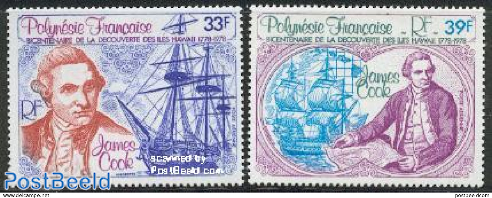 French Polynesia 1978 James Cook 2v, Mint NH, History - Transport - Explorers - Ships And Boats - Unused Stamps