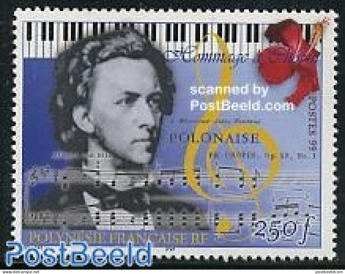 French Polynesia 1999 F. Chopin 1v, Mint NH, Performance Art - Music - Staves - Ongebruikt