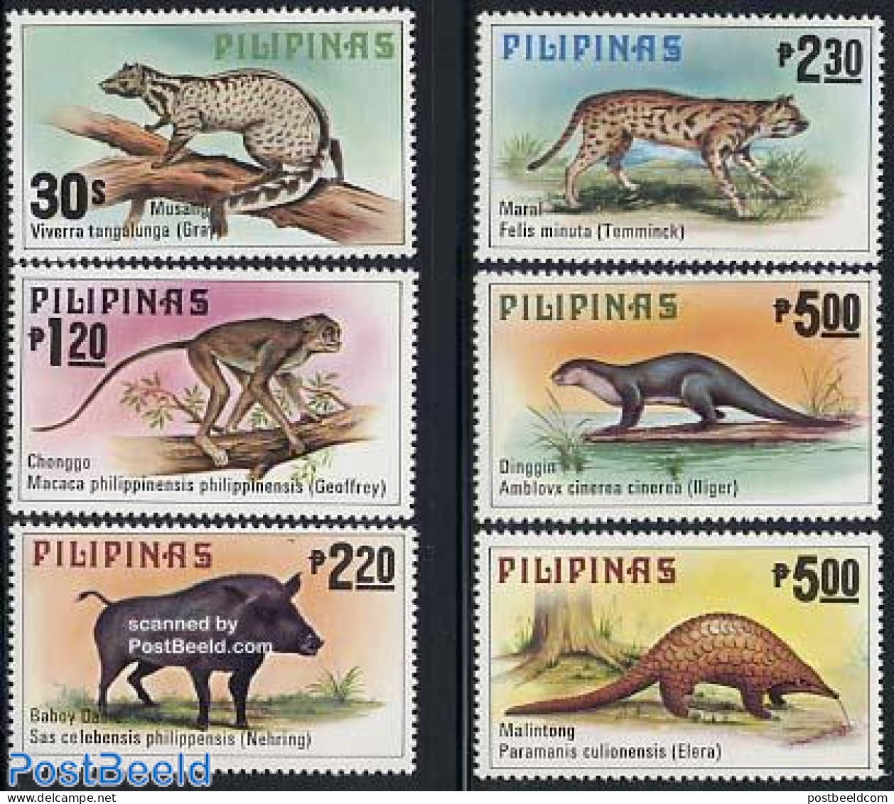 Philippines 1979 Mammals 6v, Mint NH, Nature - Animals (others & Mixed) - Cat Family - Monkeys - Reptiles - Philippines