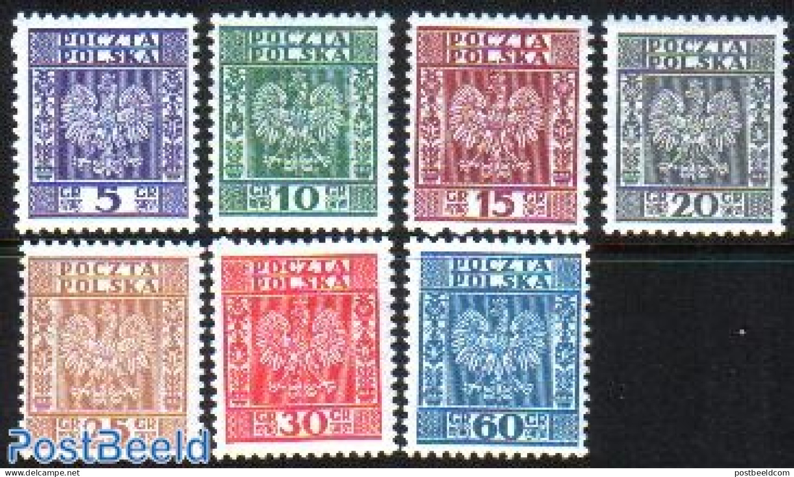 Poland 1932 Definitives 7v, Mint NH, History - Nature - Coat Of Arms - Birds Of Prey - Unused Stamps