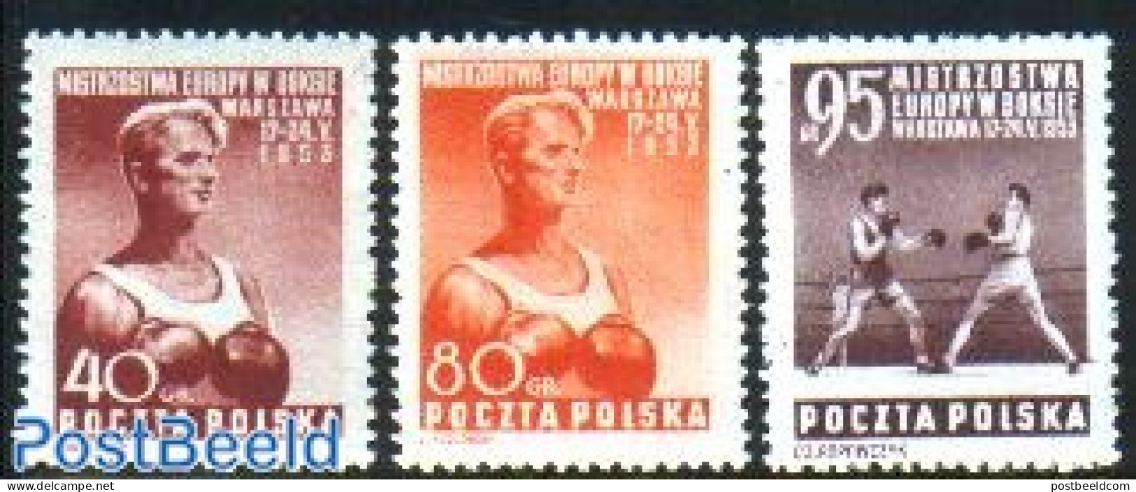 Poland 1953 European Boxing Championship 3v, Mint NH, History - Sport - Europa Hang-on Issues - Boxing - Sport (other .. - Ongebruikt