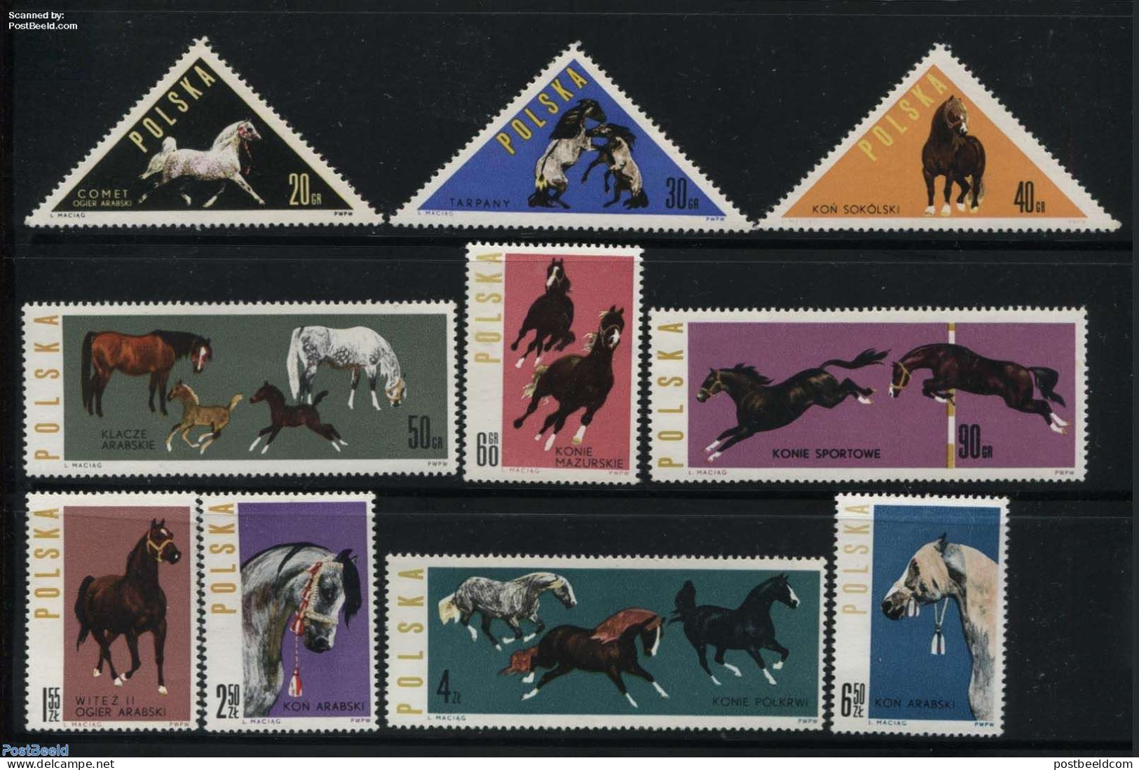 Poland 1963 Horses 10v, Mint NH, Nature - Horses - Neufs