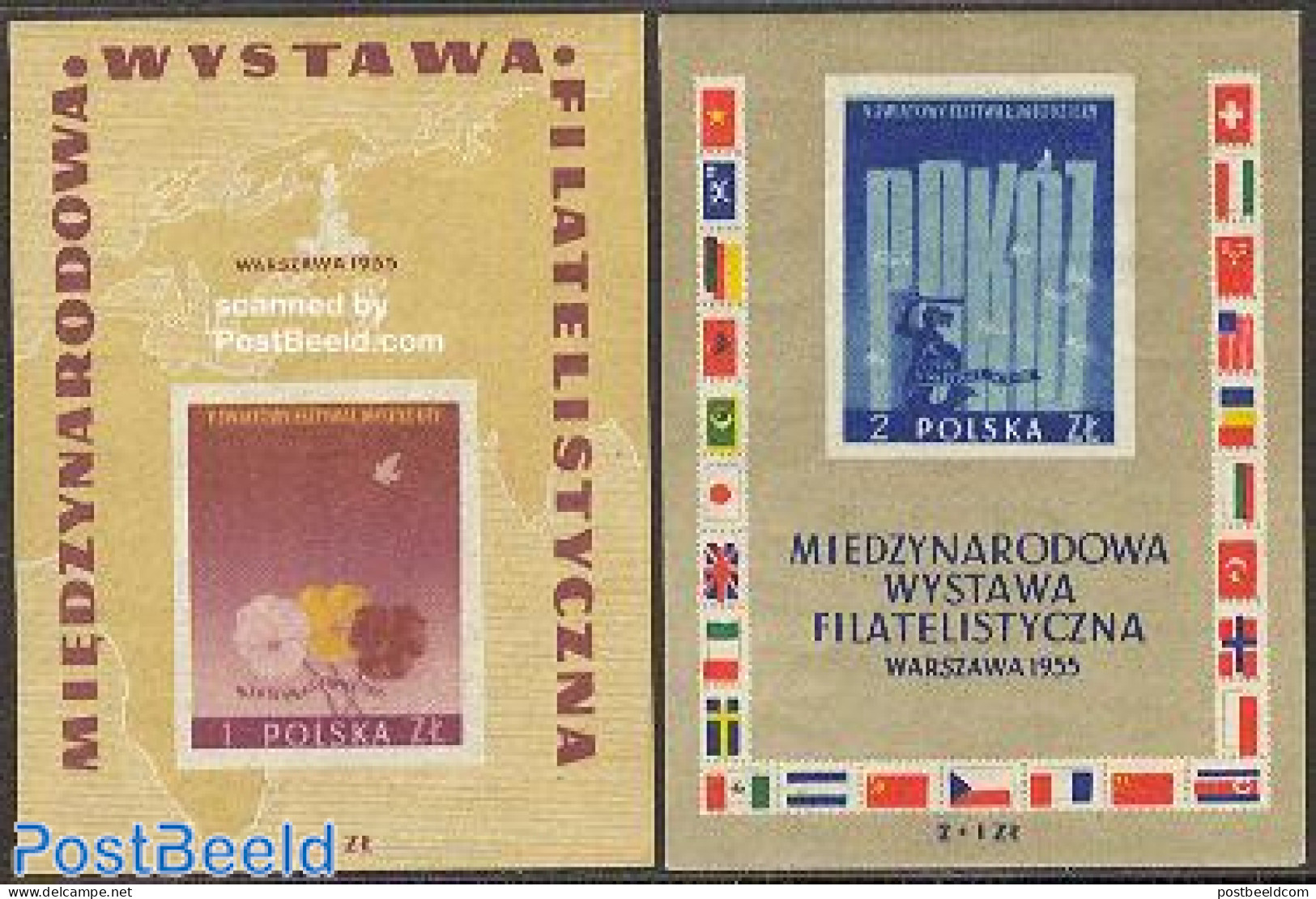 Poland 1955 Warsaw Stamp Exposition 2 S/s, Mint NH, Philately - Ungebraucht