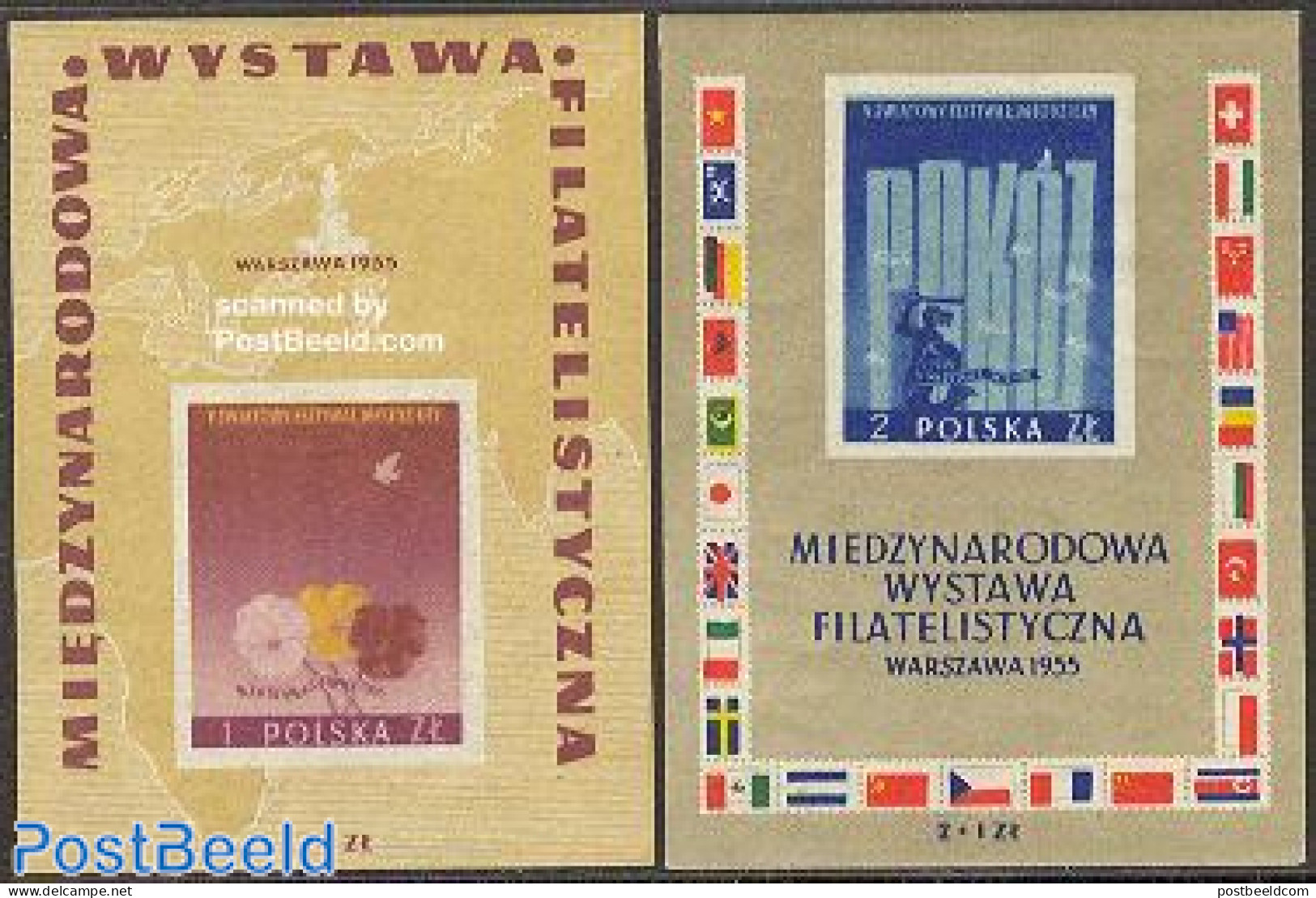 Poland 1955 Warsaw Stamp Exposition 2 S/s, Mint NH, Philately - Neufs