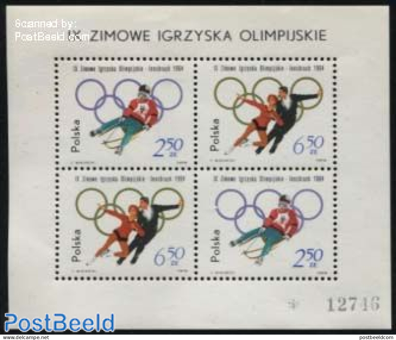 Poland 1964 Olympic Winter Games S/s, Mint NH, Sport - Olympic Winter Games - Skating - Skiing - Neufs