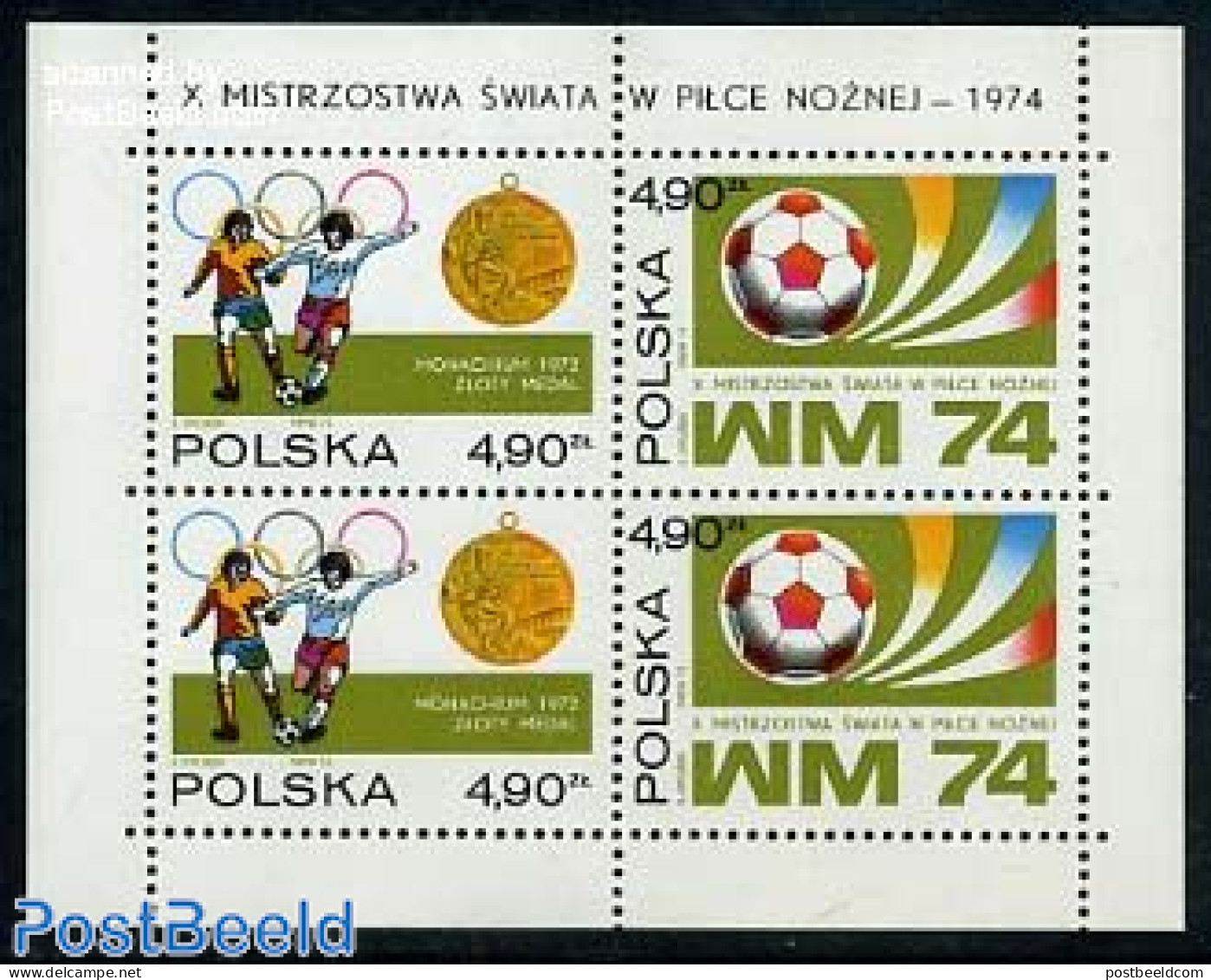 Poland 1974 World Cup Football S/s, Mint NH, Sport - Football - Unused Stamps