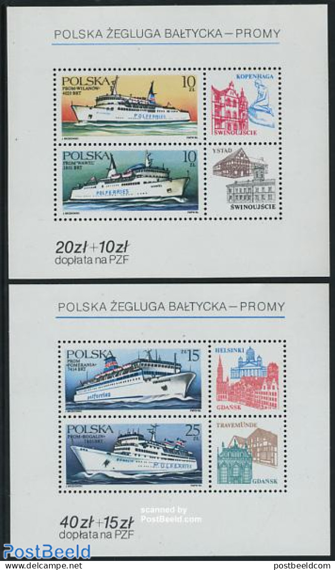 Poland 1986 East Sea Ferries 2 S/s, Mint NH, Transport - Ships And Boats - Neufs