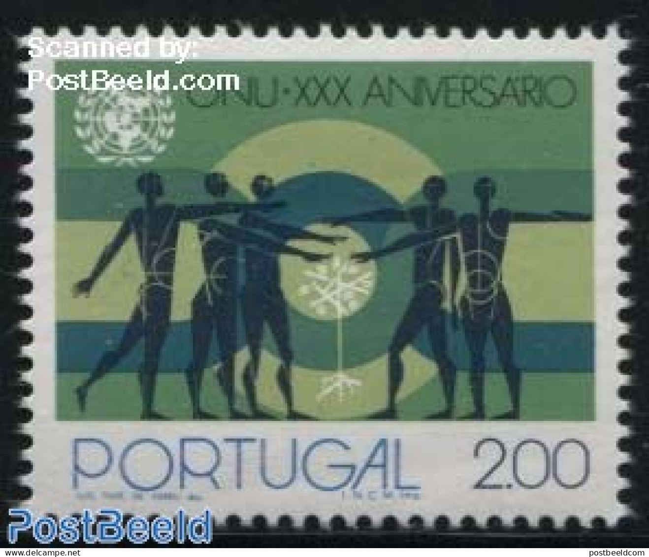 Portugal 1975 United Nations 30th Anniversary 1v, Phosphor, Mint NH, History - United Nations - Ungebraucht