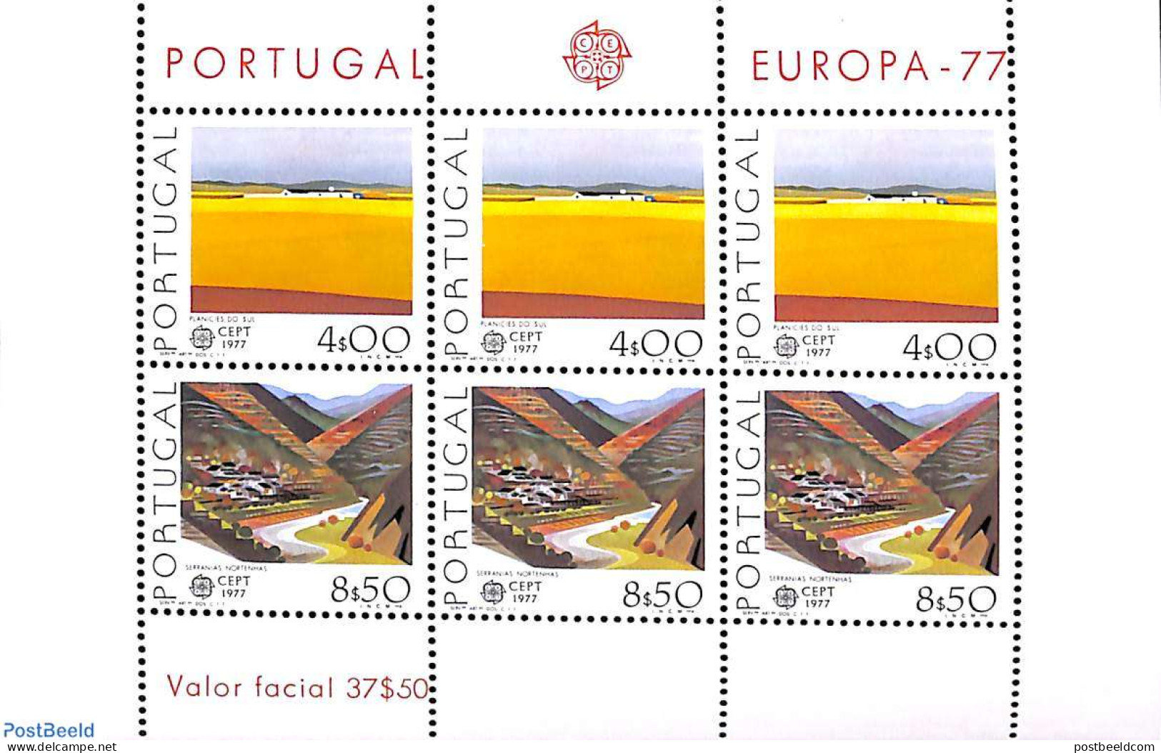 Portugal 1977 Europa, Landscapes S/s, Mint NH, History - Europa (cept) - Art - Modern Art (1850-present) - Neufs
