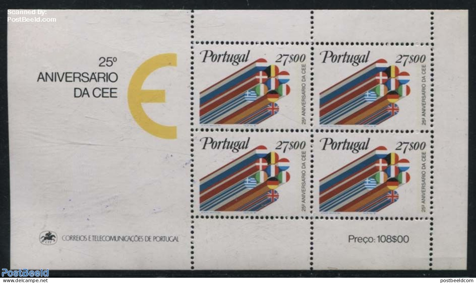 Portugal 1982 European Economic Unity S/s, Mint NH, History - Europa Hang-on Issues - Flags - Unused Stamps