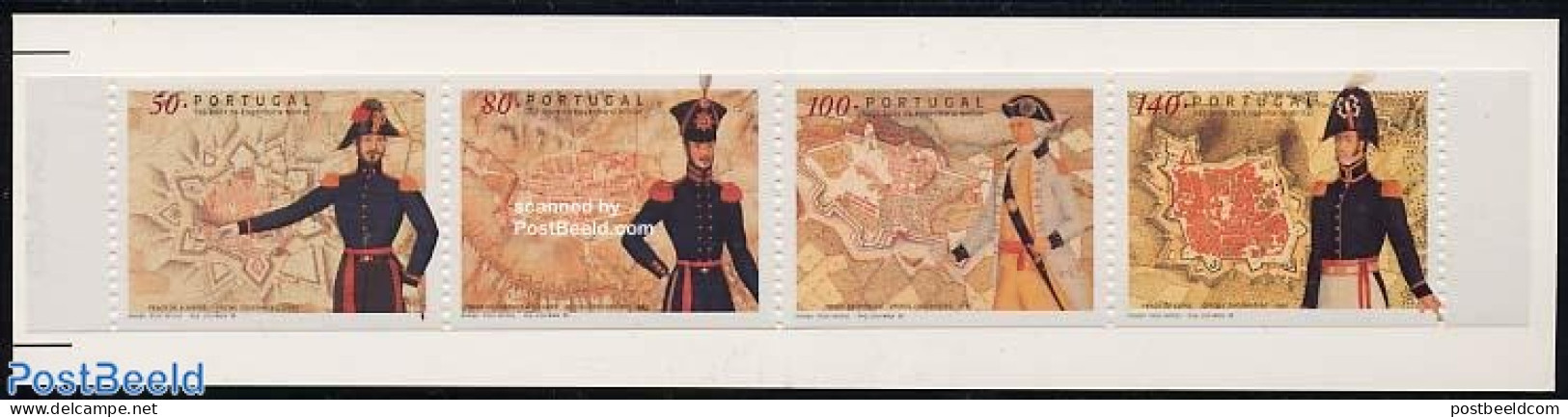 Portugal 1998 Pioneers 4v In Booklet, Mint NH, Various - Stamp Booklets - Maps - Uniforms - Art - Castles & Fortificat.. - Unused Stamps