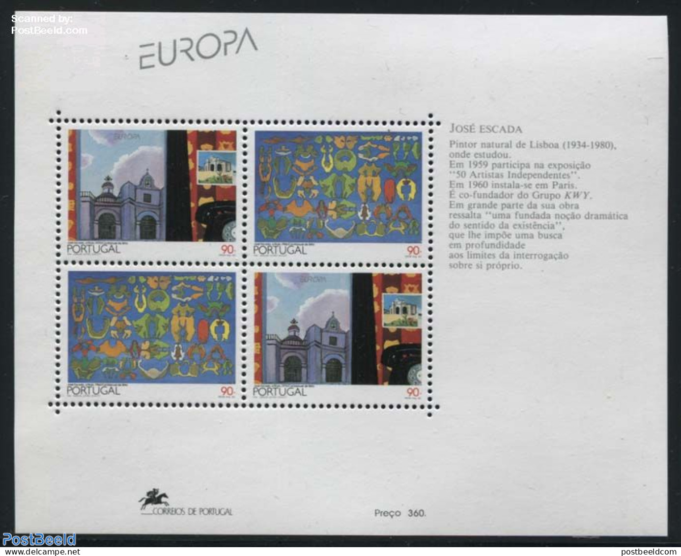 Portugal 1993 Europa, Modern Art S/s, Mint NH, History - Europa (cept) - Art - Modern Art (1850-present) - Neufs