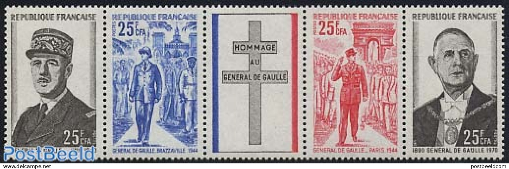 Reunion 1971 Charles De Gaulle 4v+tab [::T::], Mint NH, History - Politicians - Sonstige & Ohne Zuordnung