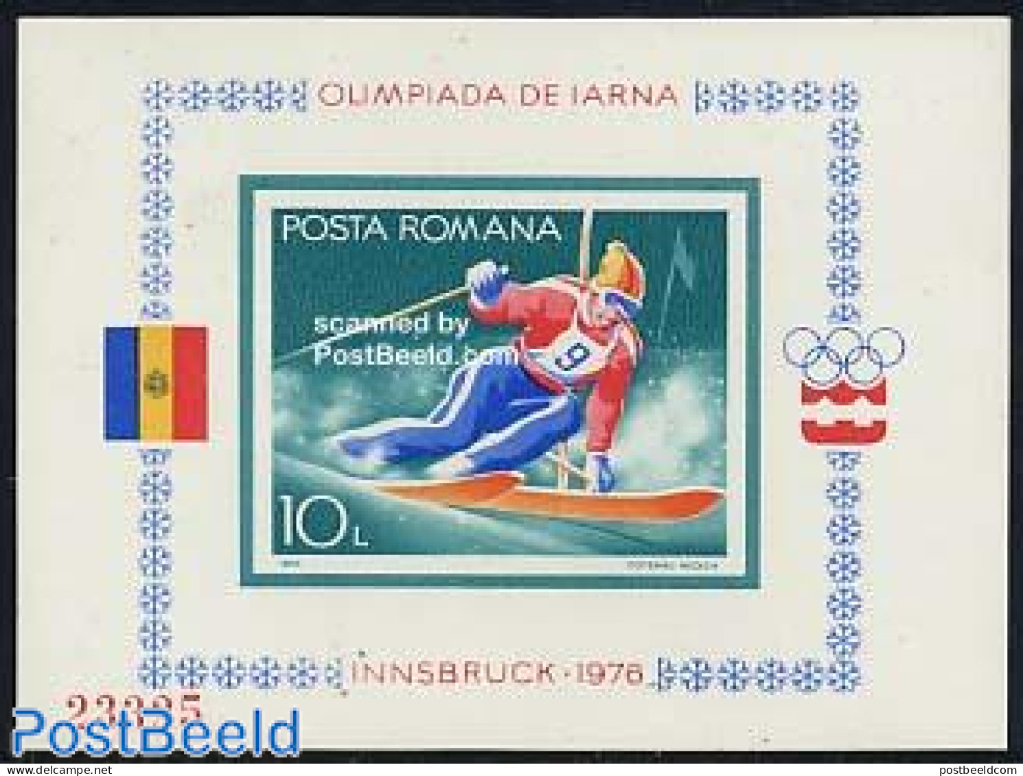 Romania 1976 Olympic Winter Games S/s (skiing), Mint NH, Sport - Olympic Winter Games - Skiing - Neufs
