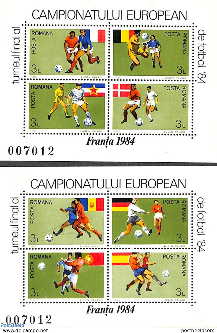 Romania 1984 European Football Games 2 S/s, Mint NH, History - Sport - Europa Hang-on Issues - Football - Nuevos