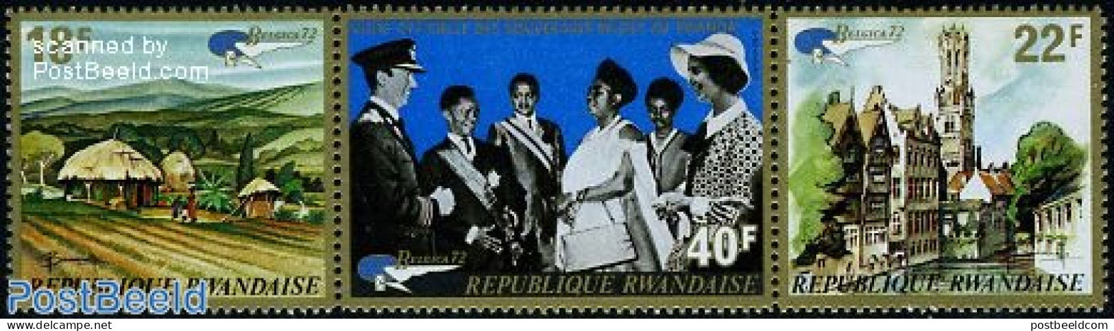 Rwanda 1972 Belgica Exposition 3v [::], Mint NH, History - Kings & Queens (Royalty) - Koniklijke Families