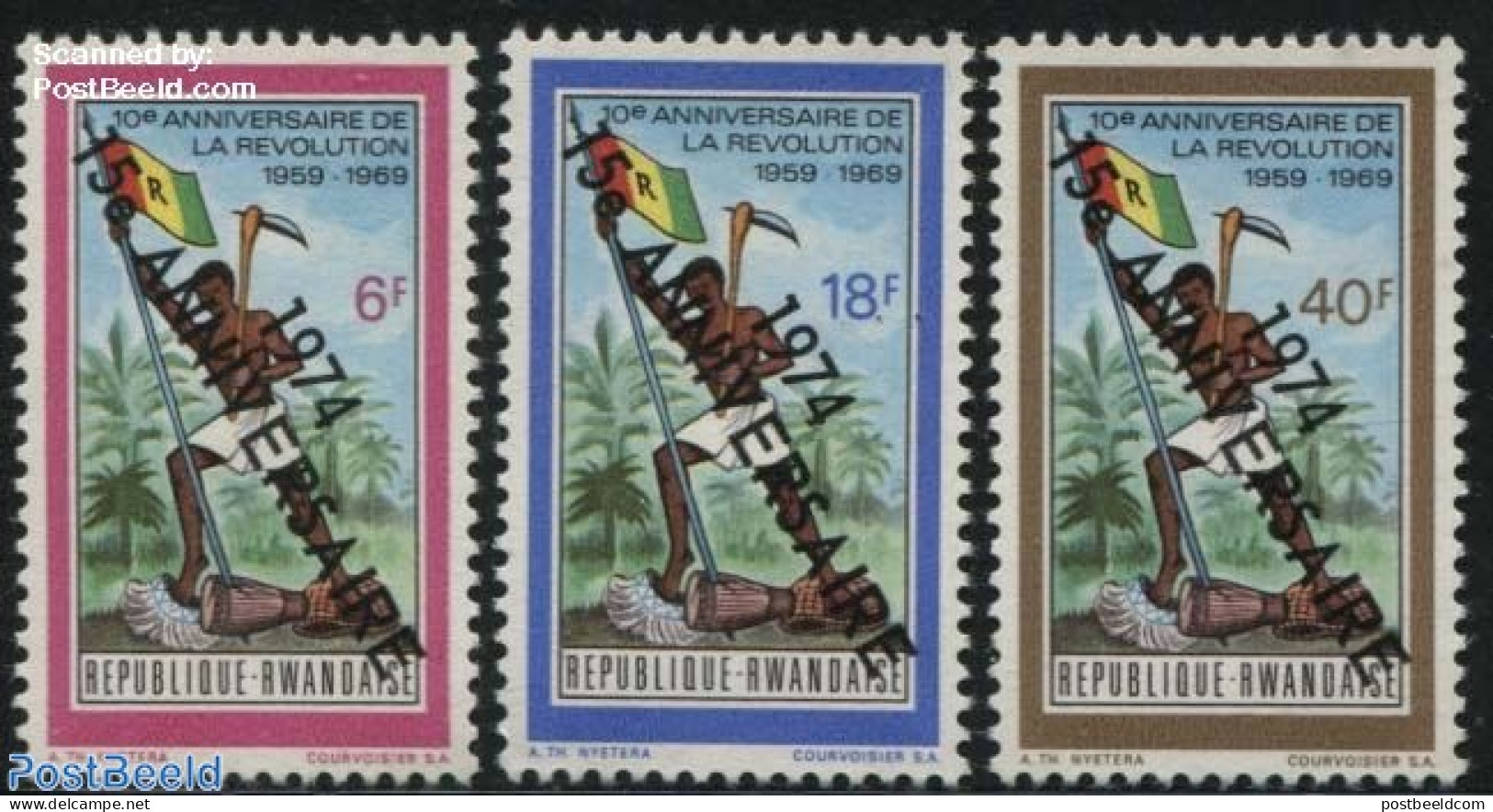 Rwanda 1974 Revolution Anniversary 3v, Mint NH, History - Flags - History - Andere & Zonder Classificatie