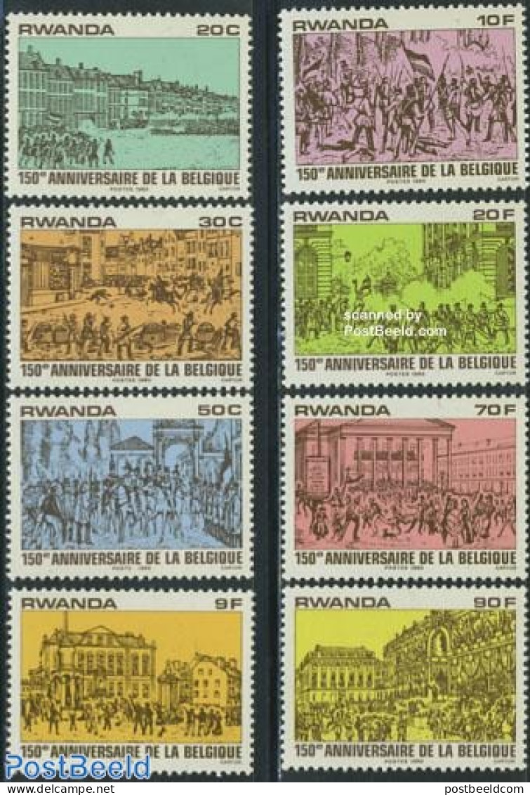 Rwanda 1980 150 Years Belgium 8v, Mint NH, History - History - Netherlands & Dutch - Geografia