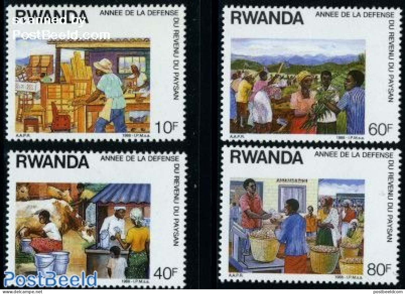 Rwanda 1988 Farmers 4v, Mint NH, Nature - Various - Cattle - Agriculture - Agriculture