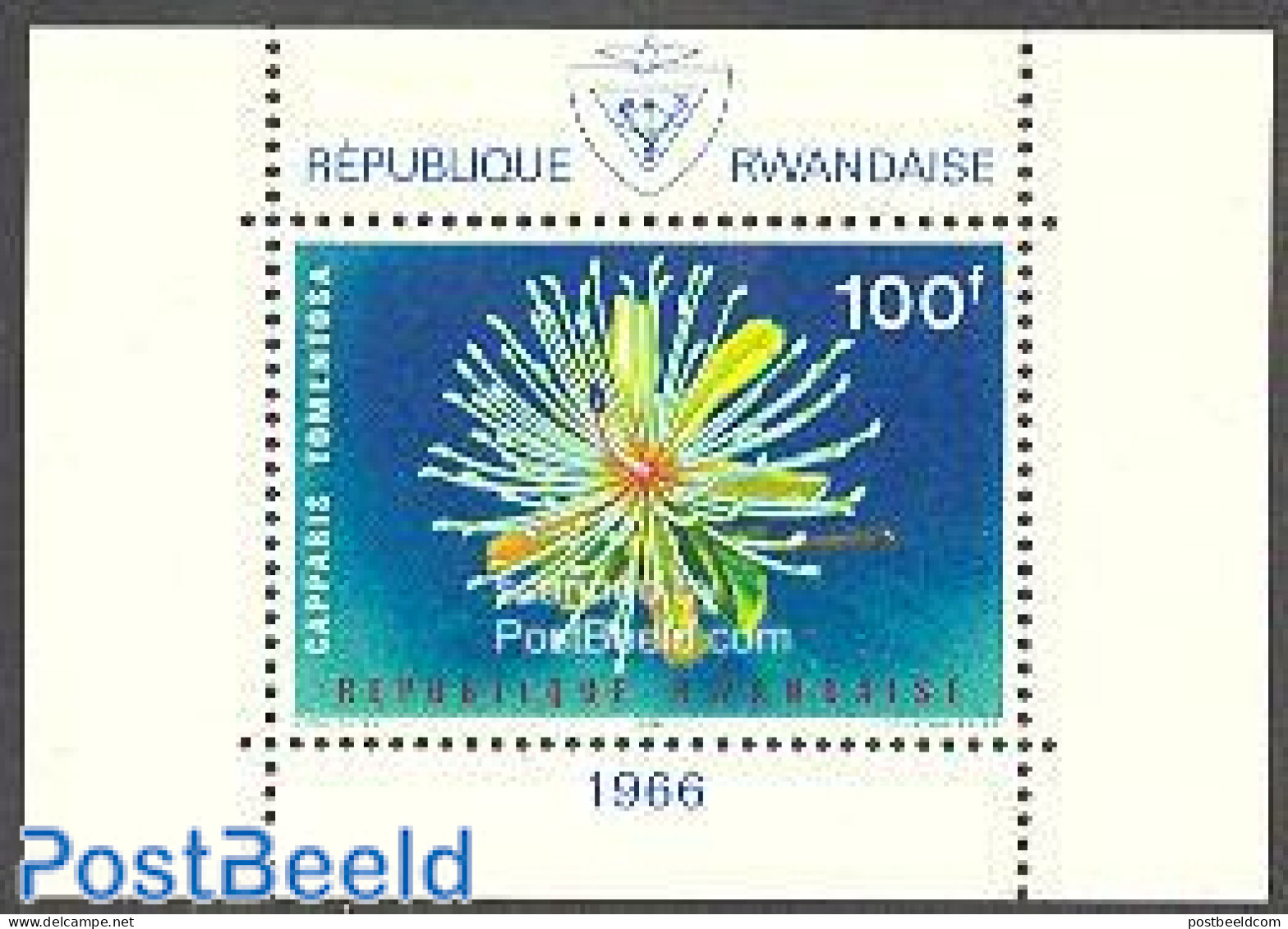 Rwanda 1966 Flowers S/s, Mint NH, Nature - Flowers & Plants - Sonstige & Ohne Zuordnung