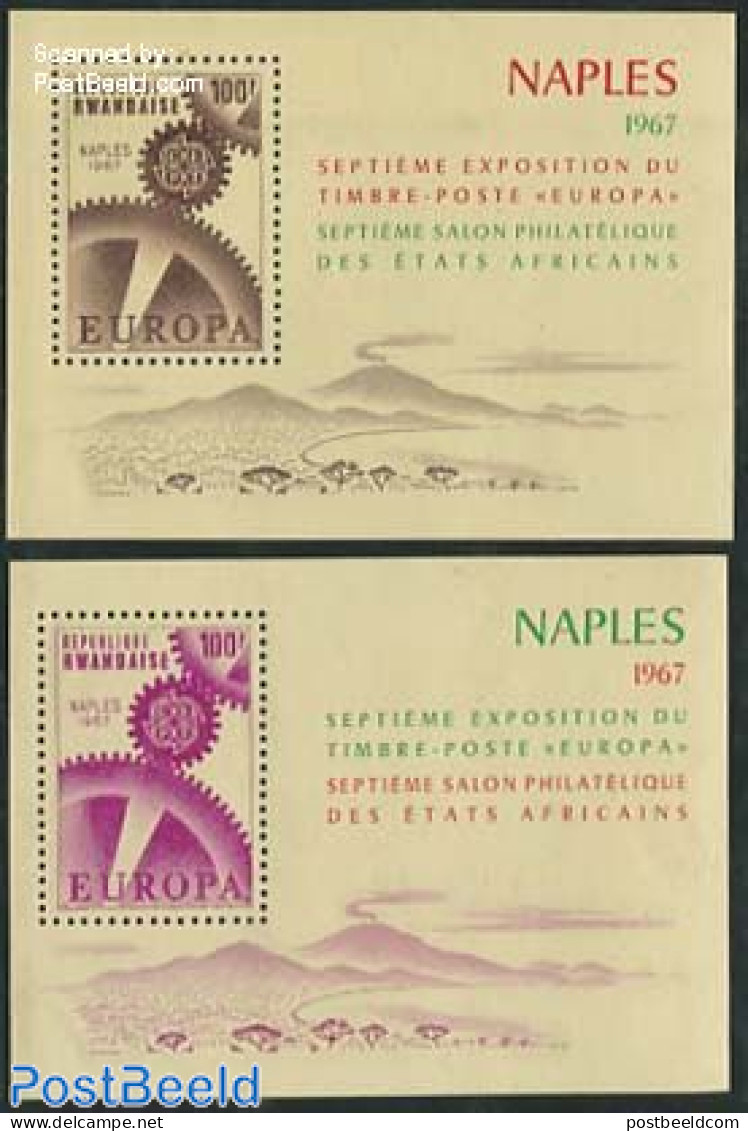 Rwanda 1967 Naples Stamp Exposition 2 S/s, Mint NH, History - Afriqueeurope - Europa Hang-on Issues - Sonstige & Ohne Zuordnung