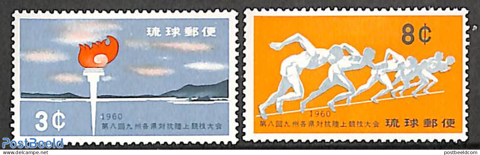 Ryu-Kyu 1960 Athletic Meeting 2v, Mint NH, Sport - Athletics - Sport (other And Mixed) - Leichtathletik