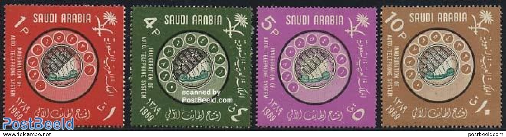 Saudi Arabia 1972 Automatic Telephone System 4v, Mint NH, Science - Telecommunication - Telephones - Télécom