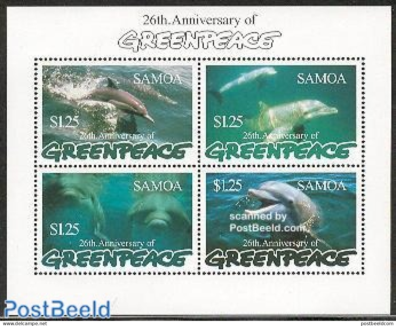 Samoa 1997 Greenpeace S/s, Mint NH, Nature - Greenpeace - Sea Mammals - Environment & Climate Protection