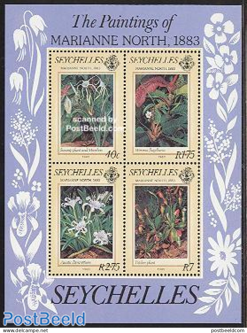 Seychelles 1983 Marianne North S/s, Mint NH, Nature - Flowers & Plants - Art - Paintings - Andere & Zonder Classificatie