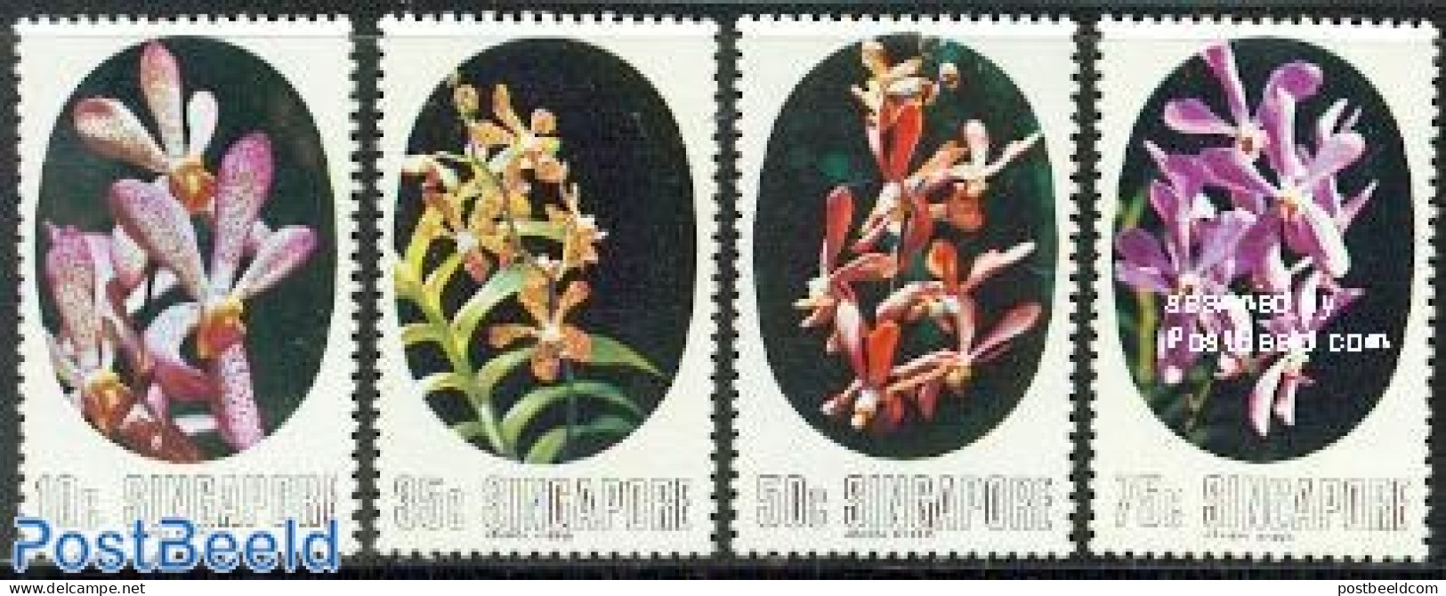 Singapore 1976 Orchids 4v, Mint NH, Nature - Flowers & Plants - Orchids - Andere & Zonder Classificatie
