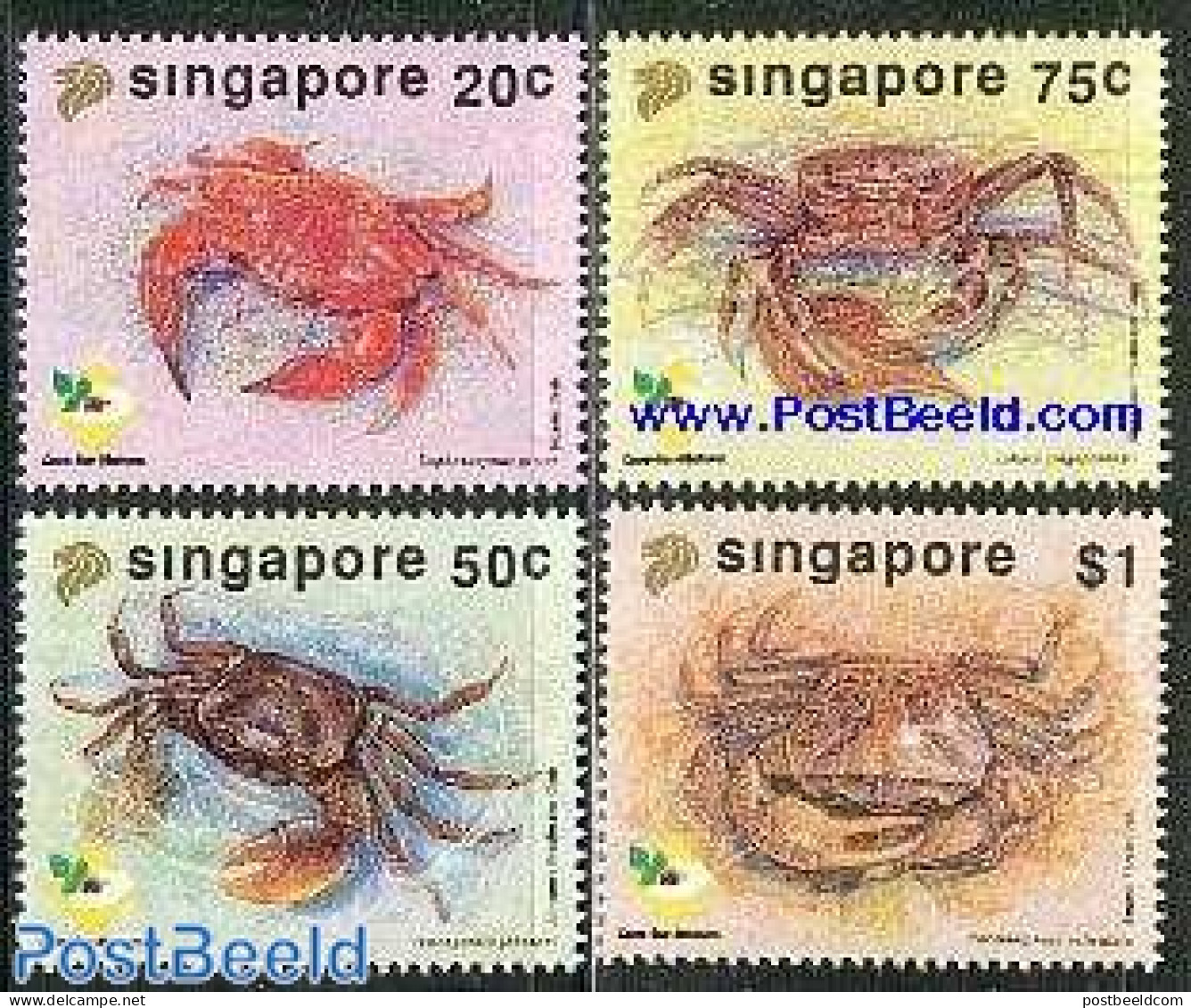 Singapore 1992 Crabs 4v, Mint NH, Nature - Shells & Crustaceans - Crabs And Lobsters - Marine Life